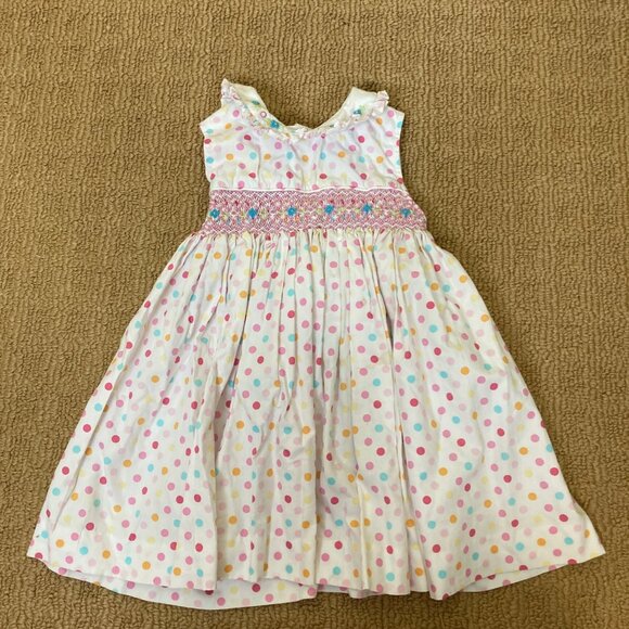 Rare Editions Dress Girls 18m 18 Months Summer Polka Dot Smocked Embroidered - Picture 1 of 7